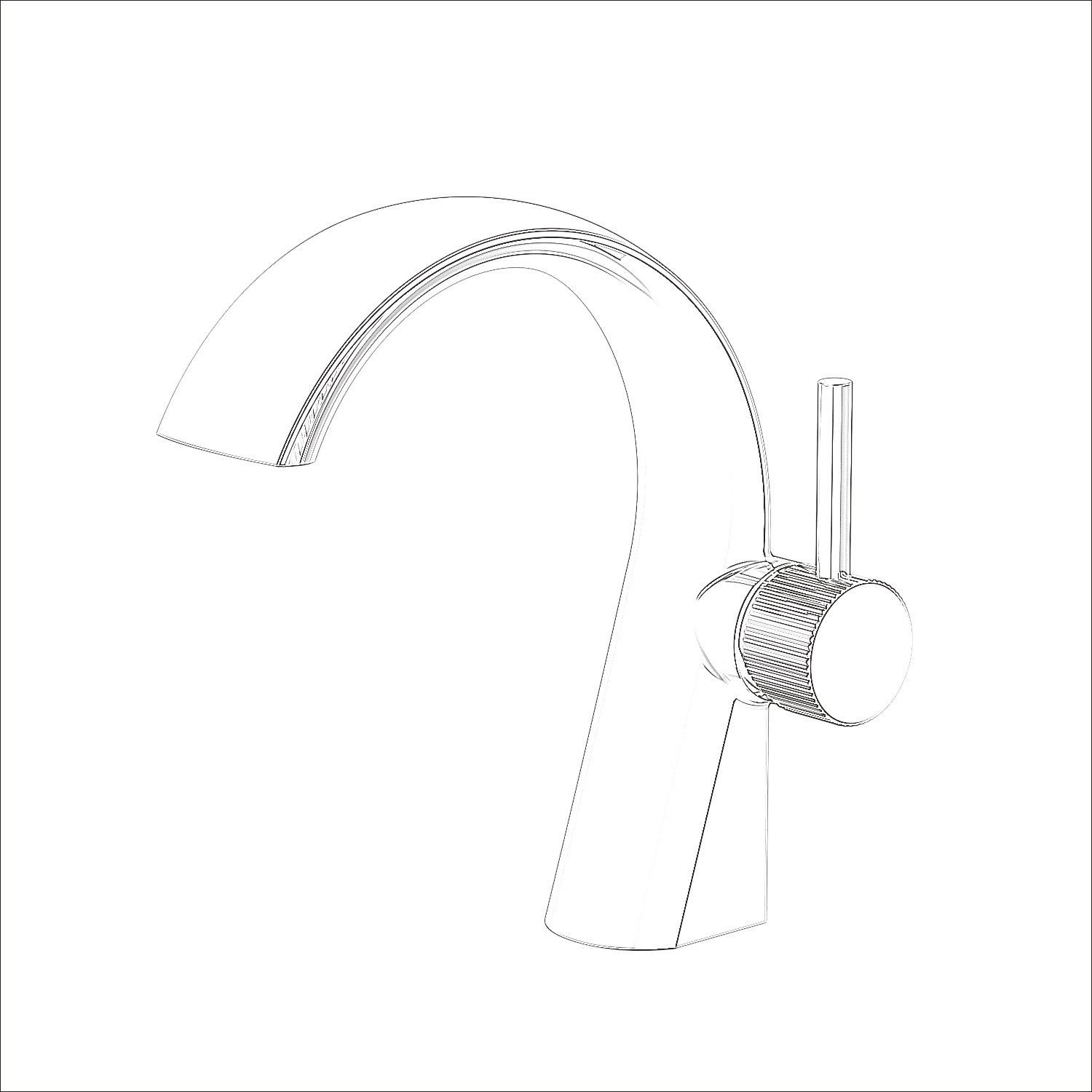 Hand-drawn design sketch of the Amara collection basin mixer